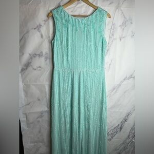 MANGO MNG Suit Floor Length Sequin Beaded Sheer Overlay Gown Dress - D20
